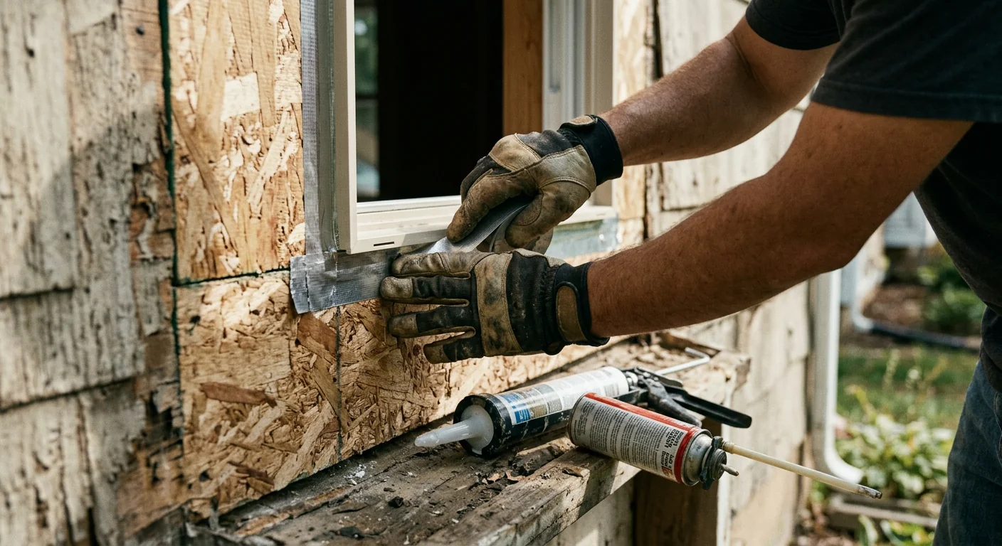 Casement egress window flashing and low-expansion foam sealing during install