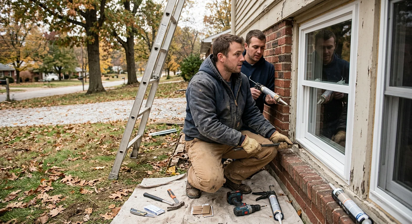 Installer measuring a window opening for energy efficient replacement in Wildwood
