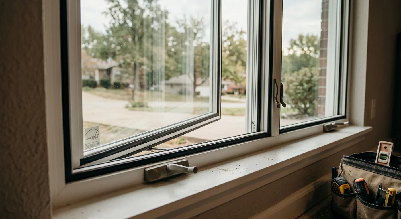 Finished energy efficient window with tight weatherstripping and clean caulk lines