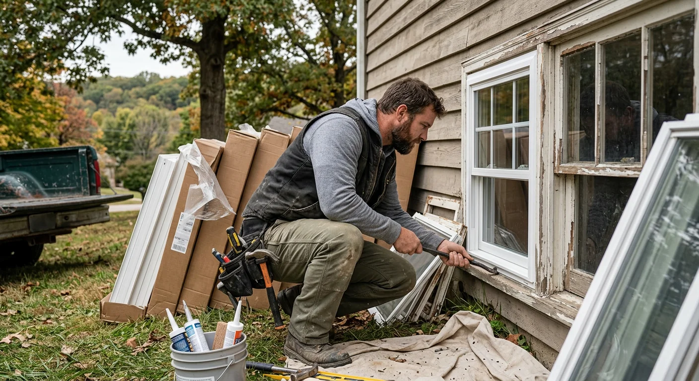 Crew installing energy efficient windows on a Wildwood home