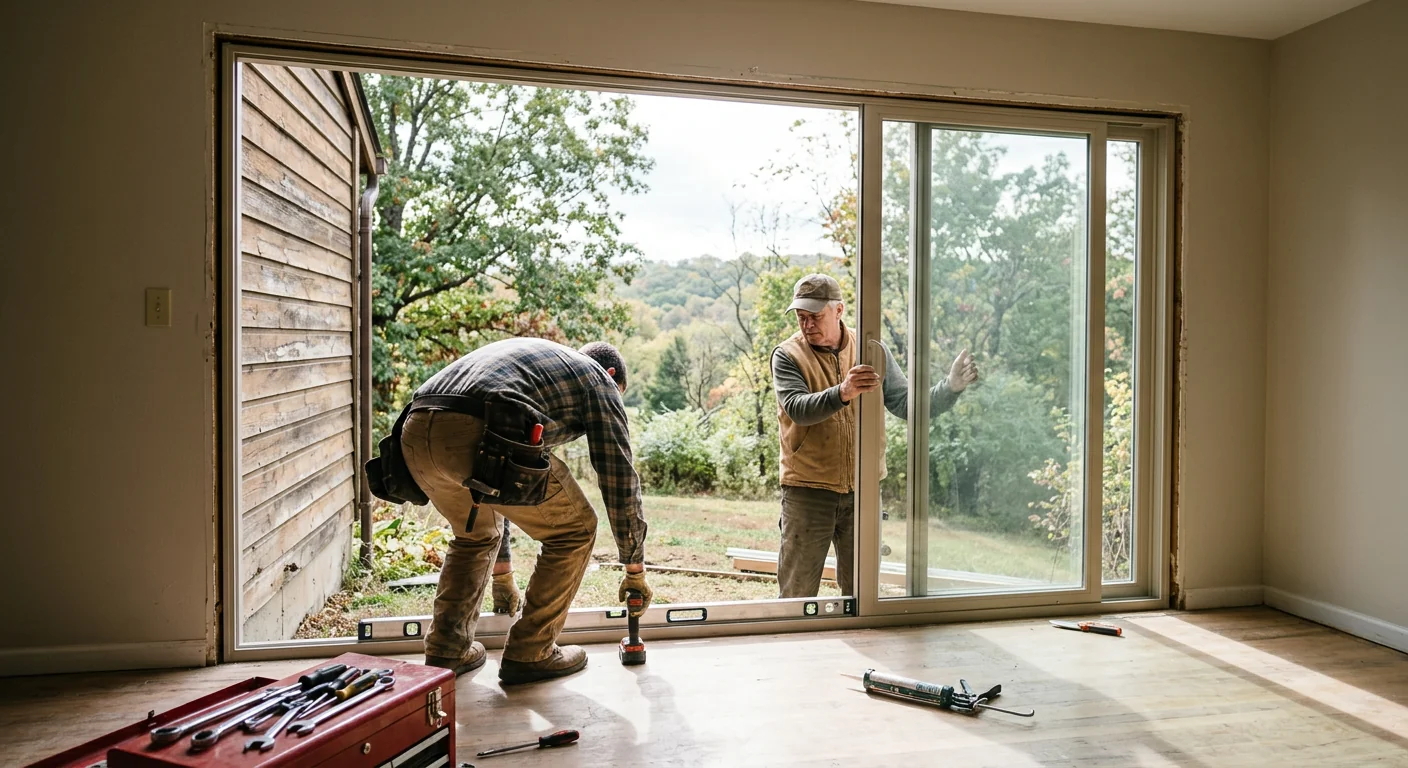 Wide multi-panel sliding glass door opening installed in a Wildwood home
