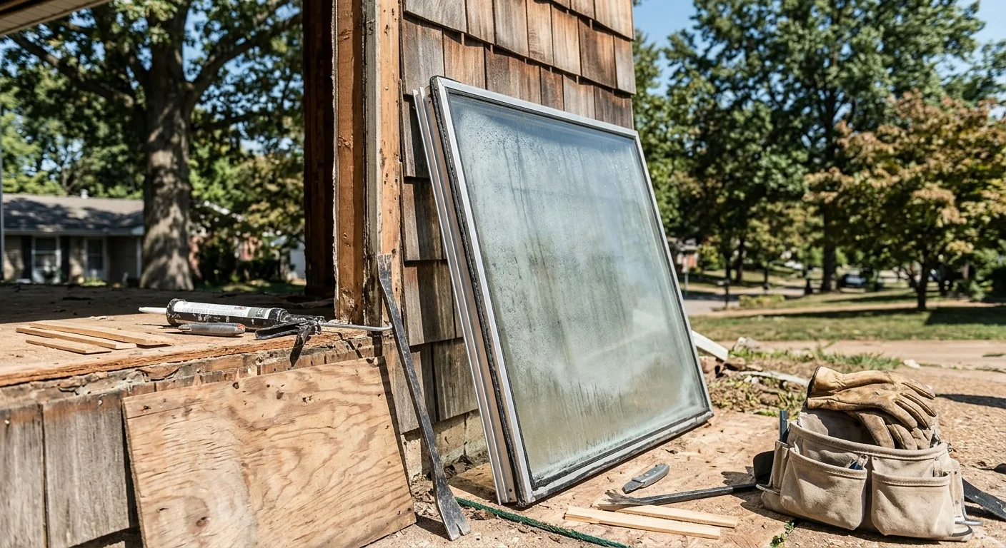 Fogged double-pane unit removed from a Wildwood ranch home window