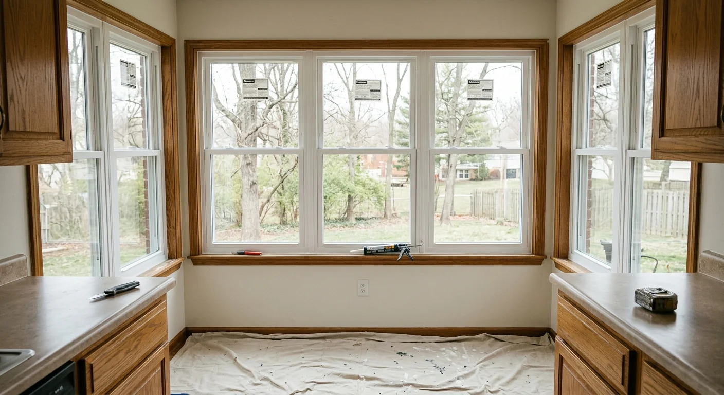 Finished energy efficient glass units in a restored Wildwood kitchen wall