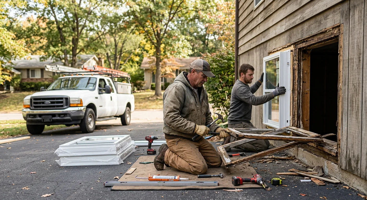 Restored double hung windows on an older Wildwood home after weather-worn seal repair