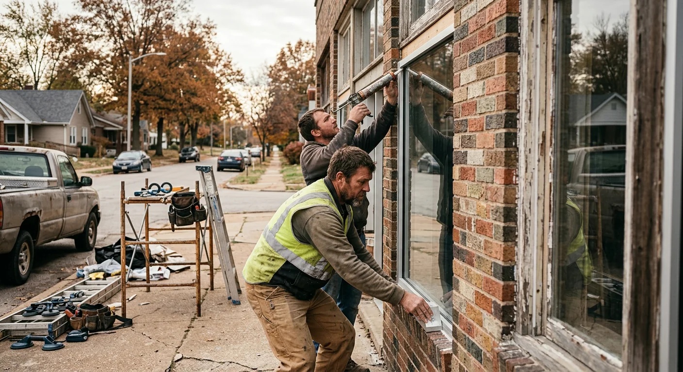 Commercial storefront with new energy efficient glass panels along a Wildwood street