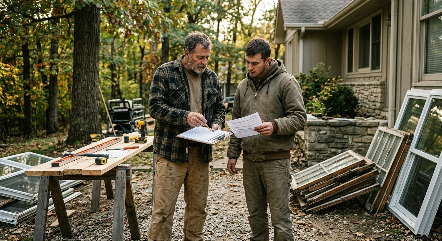 Written estimate and code compliance checklist reviewed on a Wildwood job site